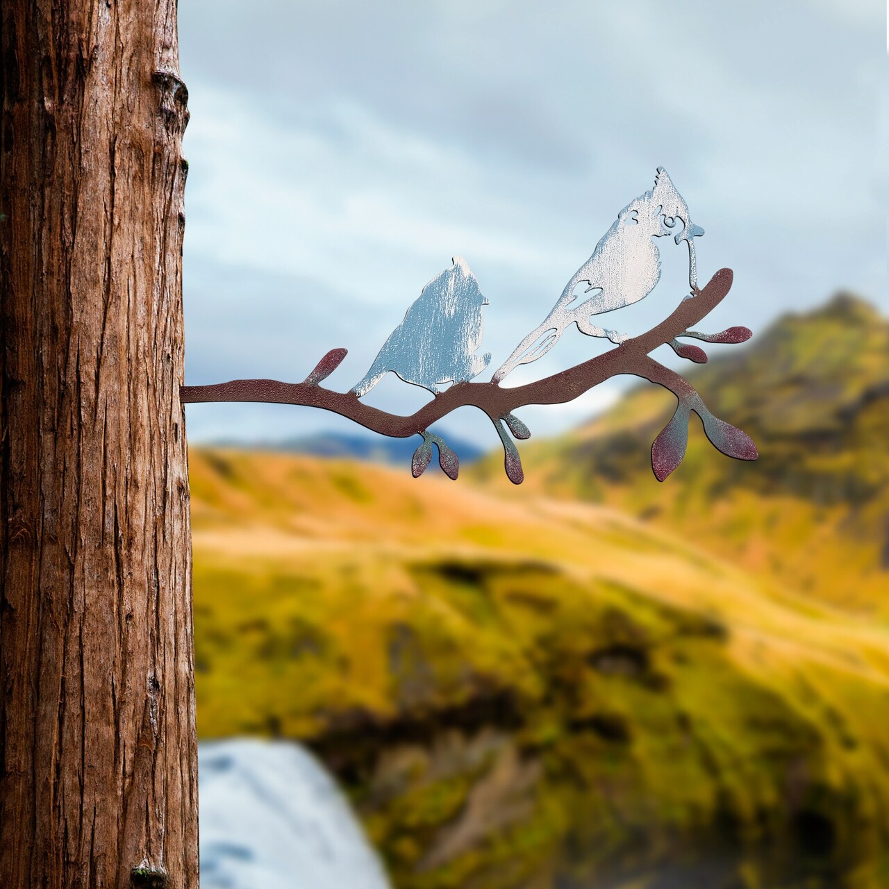 Obiect decorativ de grădină, Bird on the branch 27, 23x45 cm, Multicolor - imagine 7